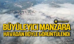 Bir anda sisle kapandı! O anlar havadan böyle görüntülendi