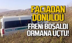 Faciadan dönüldü! Freni boşalan minibüs ormana uçtu!