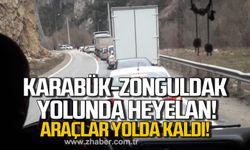 Zonguldak-Karabük yolunda heyelan! Araçlar yolda kaldı!