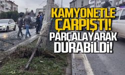 Kamyonetle çarpıştı! Parçalayarak durabildi!