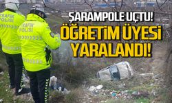 Şarampole uçtu! Öğretim görevlisi yaralandı