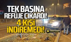 Tek başına çıkardığı aracı 4 kişi indiremedi!