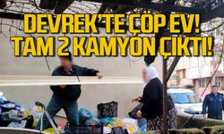 Devrek'te çöp ev! 2 kamyon dolusu çöp çıktı!