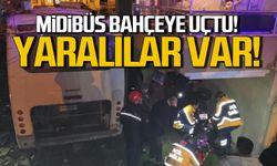 Ereğli'de kaza! Midibüs bahçeye uçtu! Yaralılar var!