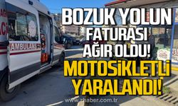 Bozuk yolun faturası ağır oldu! Motosikletli kaza yaptı!