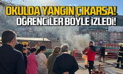 Okulda alevler yükseldi! Öğrenciler böyle izledi!