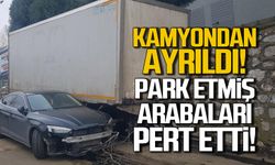 Kamyondan ayrılan dorse arabaları pert etti!