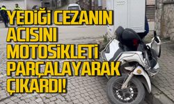 Yediği cezanın acısını motosikletinden çıkardı!