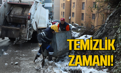 Zonguldak Belediyesi kar ve çöpleri temizliyor!