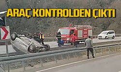 Zonguldak’ta kontrolden çıkan araç takla attı!