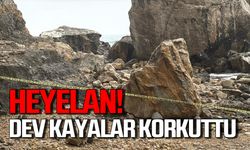 Heyelan! Dev kayalar korku dolu anlar yaşattı