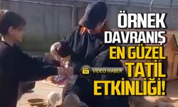 Öğretmen ve öğrencileri barınaktaki dostları yalnız bırakmadı!