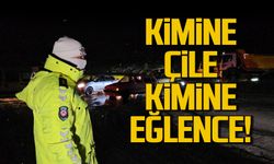 Zonguldak'ta kar yağışı kimine çile kimine de eğlence oldu!