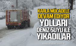 Zonguldak'ta karla mücadele devam ediyor!