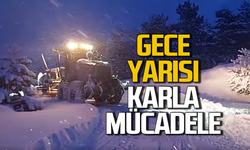 Zonguldak’ta ekipler gece yarısı karla mücadele ediyor