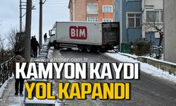 Zonguldak Kozlu'da kayan kamyon yolu kapattı!