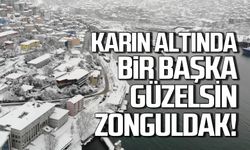 Zonguldak'ta kar manzarası drone ile görüntülendi!