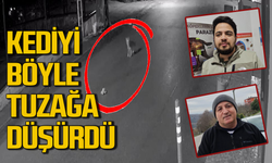 Kediyi tuzağa düşürdü! Kameraya böyle yakalandı