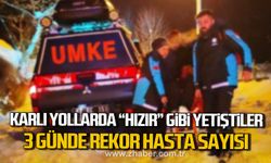 Sağlık çalışanları karlı yollarda hastalara "hızır" gibi yetişti!