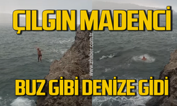 Zonguldaklı çılgın madenci buz gibi denize girdi!