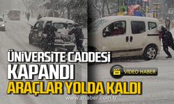 Zonguldak'ta Üniversitesi Caddesi'nde yol kapandı! Araçlar yolda kaldı!