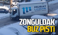 Zonguldak'ta yollar buz pistine döndü!