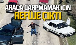 Çaycuma'da kaza! Otomobil refüje çıktı!