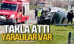 Gülüç'te otomobil takla attı! Yaralılar var!