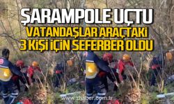 Bartın'da otomobil şarampole uçtu! Vatandaşlar araçtaki 3 kişi için seferber oldu!