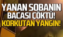 Yanan sobanın bacası çöktü! Ereğli'de korkutan yangın!