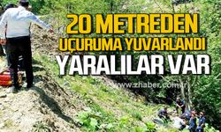 Alaplı'da otomobil 20 metreden uçuruma yuvarlandı! Yaralılar var