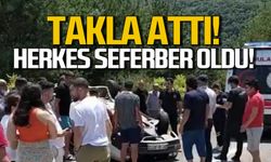 İnkumu rampasında kaza! Vatandaşlar seferber oldu!