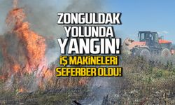Zonguldak yolunda yangın! İş makineleri seferber oldu!