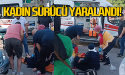 Motosikletli kadın sürücü kaza yaptı!