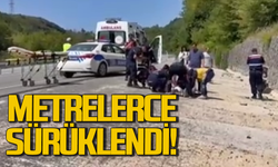 Bartın'da kaza: Metrelerce sürüklendi!