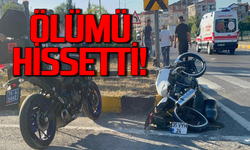 Ölümden döndü: Önce otomobile sonra refüje çarptı!