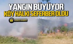 Çaycuma'da yangın büyüyor! Köy halkı seferber oldu!
