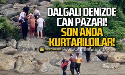 Dalgalı denizde can pazarı! Son anda kurtarıldılar!