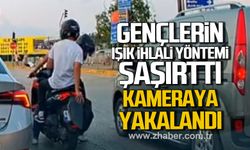 Düzce’de gençlerin kırmızı ışık ihlali yöntemi şaşırttı!