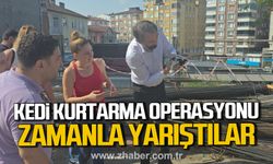Kdz. Ereğli'de kedi kurtarma operasyonu! Zamanla yarıştılar!