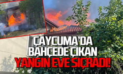 Çaycuma’da bahçede çıkan yangın eve sıçradı!