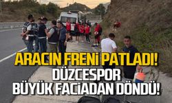 Aracın freni patladı, Düzcespor büyük bir faciadan döndü