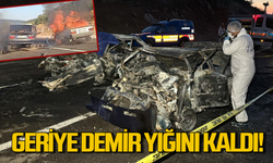 Karabük'te alev topuna dönen otomobillerden geriye demir yığınları kaldı