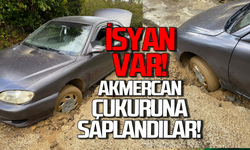 Akmercan çukurlarına saplanan araç sürücüleri isyanda!