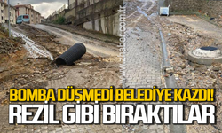Zonguldak'ta şok görüntü: Bomba düşmedi, belediye kazıp bıraktı!