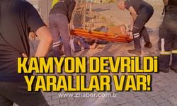 Kamyon devrildi! Yaralılar var!
