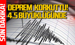 Deprem yine korkuttu: 4.5 büyüklüğünde deprem oldu!