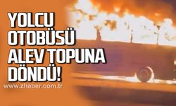 Alev topuna dönen yolcu otobüsü tamamen yandı