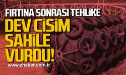 Zonguldak'ta köprüyü tehdit eden dev cisim sahile vurdu!