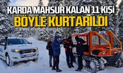 Karabük'te karda mahsur kalan 11 kişi kurtarıldı.